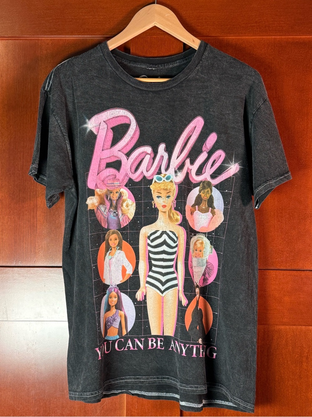Barbie Hybrid Apparel Black Graphic T Shirt Size L Retro Y2K Style